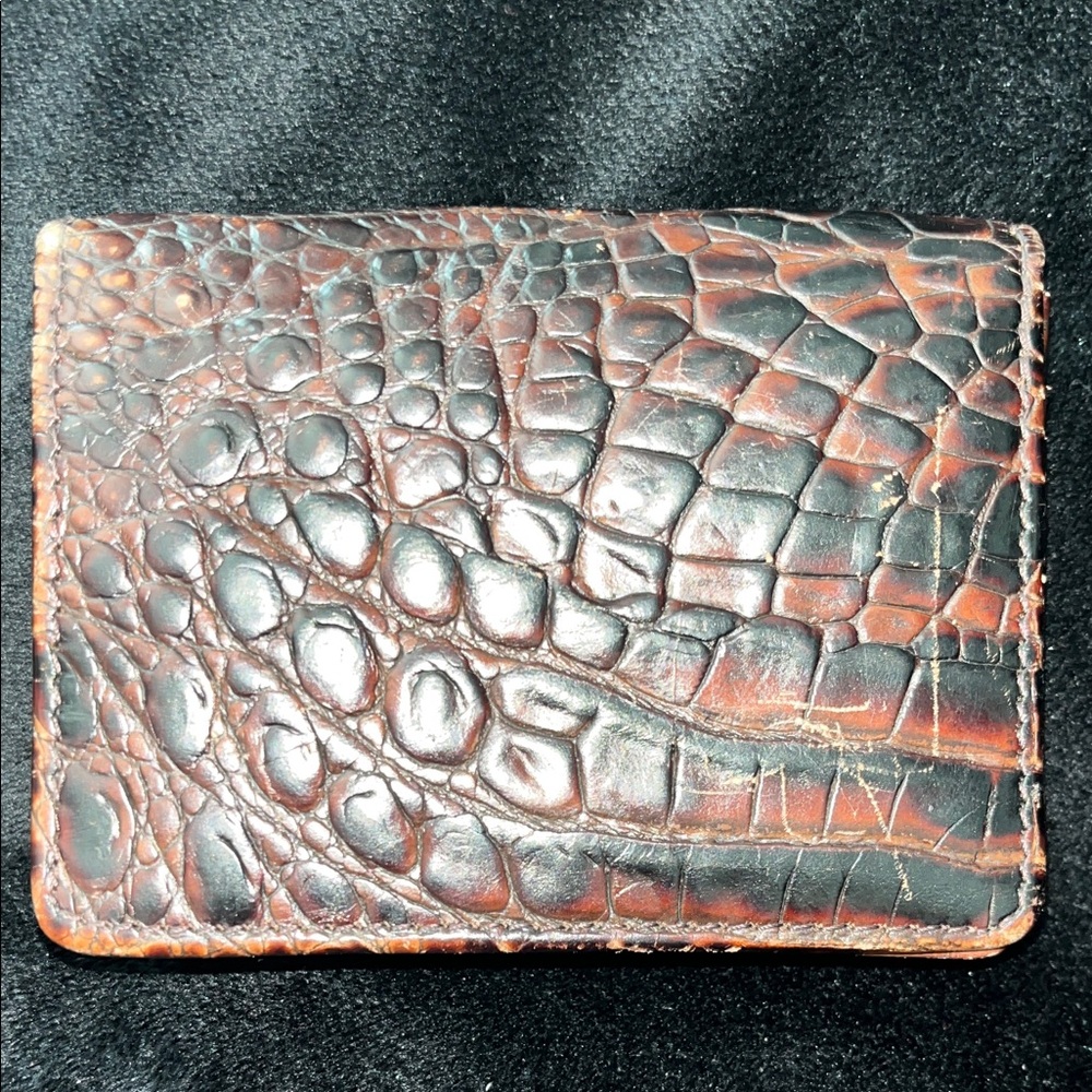 Brahmin Elegant Brown Leather Wallet and card case with gold key ring